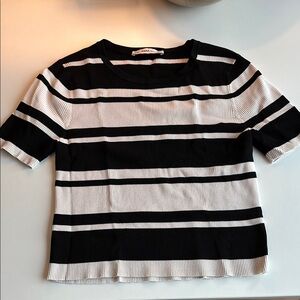 Black and White Striped Women's Top